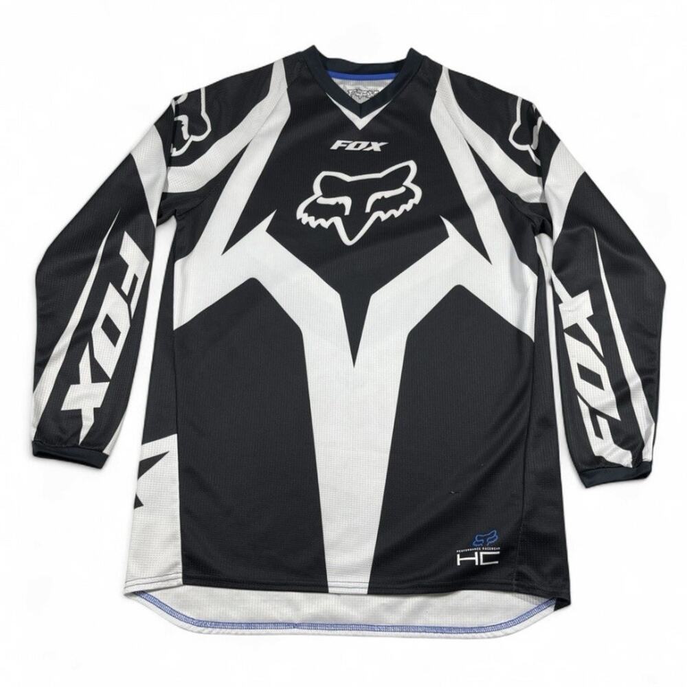 Fox HC Motocross Jersey Men’s Small Black White Long Sleeve Riding BMX